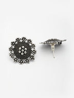 NVR Women's Silver Plated Oxidized Round Shape Traditional Stud Earrings - Distacart