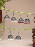 NVR Women Pair of 3 Oxidized Silver Plated Multicolor Artificial Beads Jhumka Earrings - Distacart