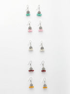 NVR Women's Pair of 5 Oxidized Silver Plated Multicolor Artificial Beads Jhumka Earrings - Distacart