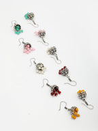 NVR Women's Pair of 5 Oxidized Silver Plated Multicolor Artificial Beads Jhumka Earrings - Distacart