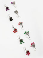 NVR Women Pair of 5 Oxidized Silver Plated Multicolor Artificial Beads Jhumka Earrings - Distacart