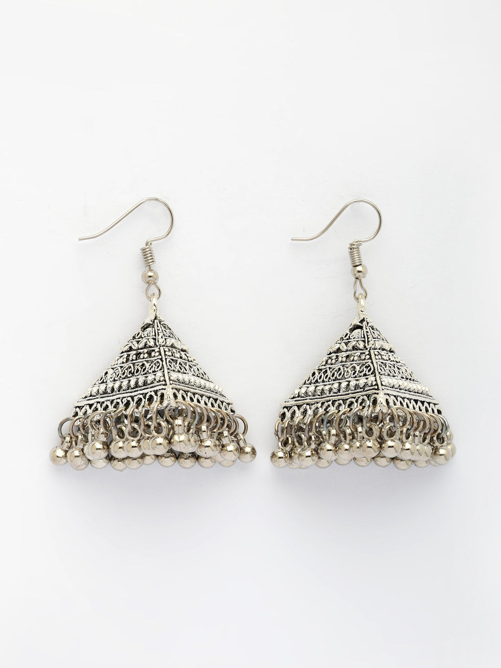 NVR Women Silver Toned Oxidized Set of 2 Jhumka & Drop Earrings - Distacart
