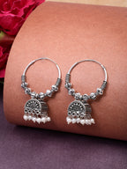 NVR Women Set of 2 Oxidized Silver Plated Artificial Beads Jhumka Earrings - Distacart