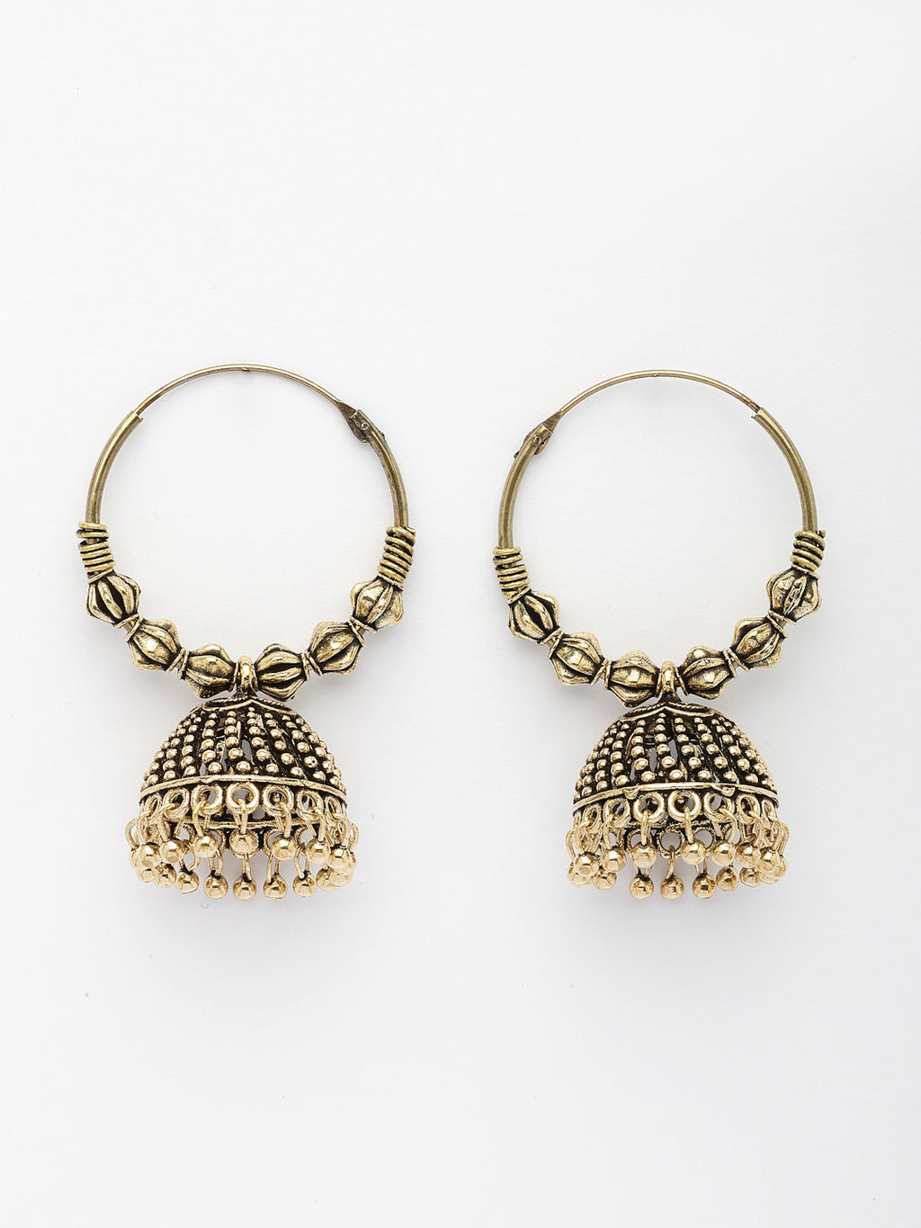 NVR Women's Handmade Set of 2 Oxidized Traditional Jhumka Earrings - Distacart