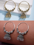 NVR Women's Traditional Set of 2 Oxidized Jhumka Earrings - Distacart