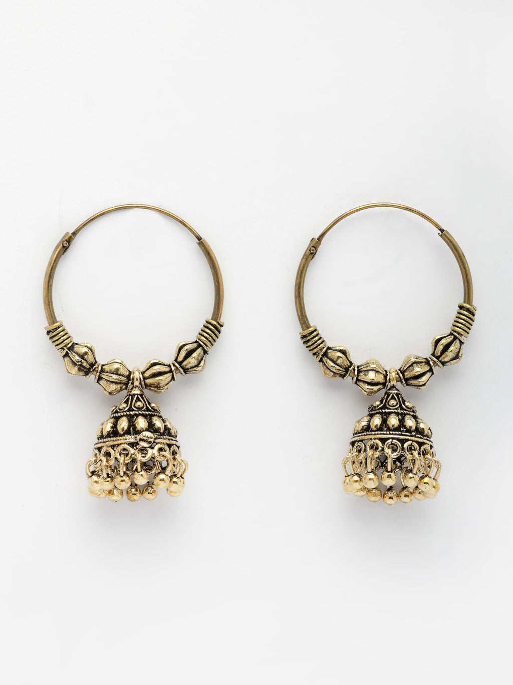 NVR Women's Traditional Set of 2 Oxidized Jhumka Earrings - Distacart