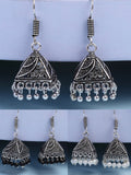 NVR Women's Set of 3 Oxidized Silver Plated Artificial Beads Jhumka Earrings - Distacart