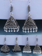 NVR Women's Set of 3 Oxidized Silver Plated Artificial Beads Jhumka Earrings - Distacart