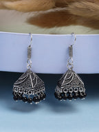 NVR Women's Set of 3 Oxidized Silver Plated Artificial Beads Jhumka Earrings - Distacart