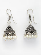 NVR Women's Set of 3 Oxidized Silver Plated Artificial Beads Jhumka Earrings - Distacart
