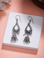 NVR Women Set of 3 German Silver Oxidized Traditional Jhumka Earrings - Distacart