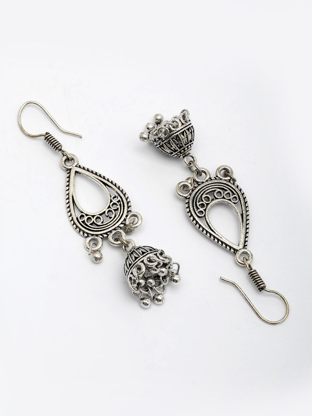 NVR Women Set of 3 German Silver Oxidized Traditional Jhumka Earrings - Distacart