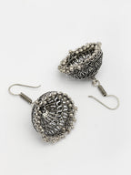 NVR Women's Set of 3 Traditional Silver Plated Oxidized Jhumka Earrings - Distacart