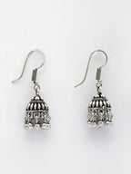 NVR Women's Set of 3 Traditional Silver Plated Oxidized Jhumka Earrings - Distacart