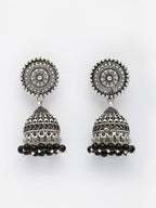 NVR Women's Set of 3 Traditional Silver Plated Oxidized Jhumka Earrings - Distacart