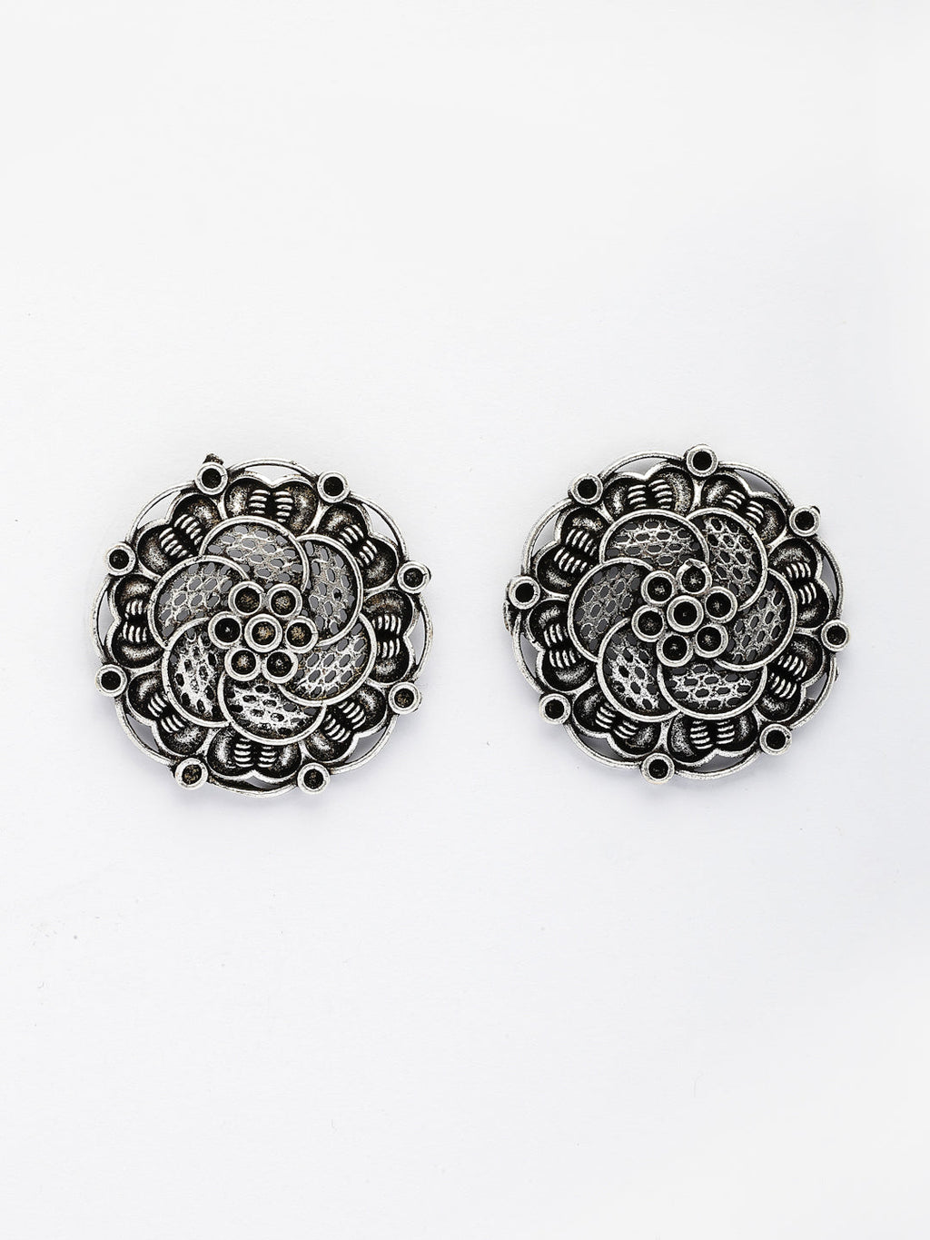 NVR Women's Set of 3 Silver Plated Oxidized Fashion Traditional Earrings - Distacart