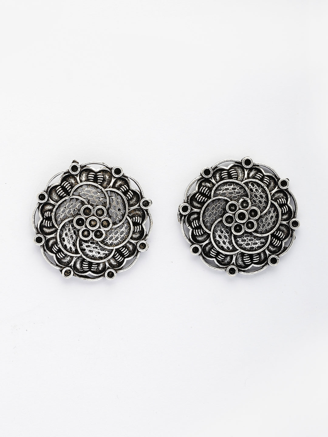NVR Women's Set of 3 Silver Plated Oxidized Fashion Traditional Earrings - Distacart