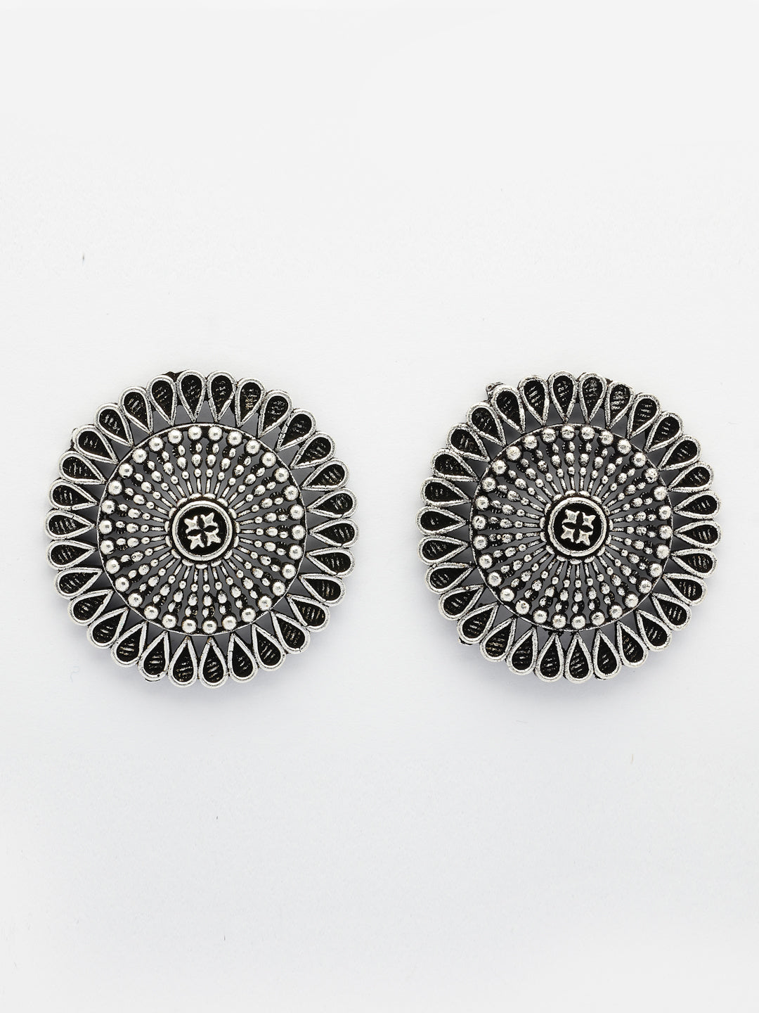 NVR Women Set of 3 Silver Plated Oxidized Traditional Jhumka & Stud Earrings - Distacart