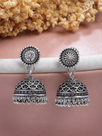 NVR Women Set of 3 Silver Plated Oxidized Traditional Jhumka & Stud Earrings - Distacart
