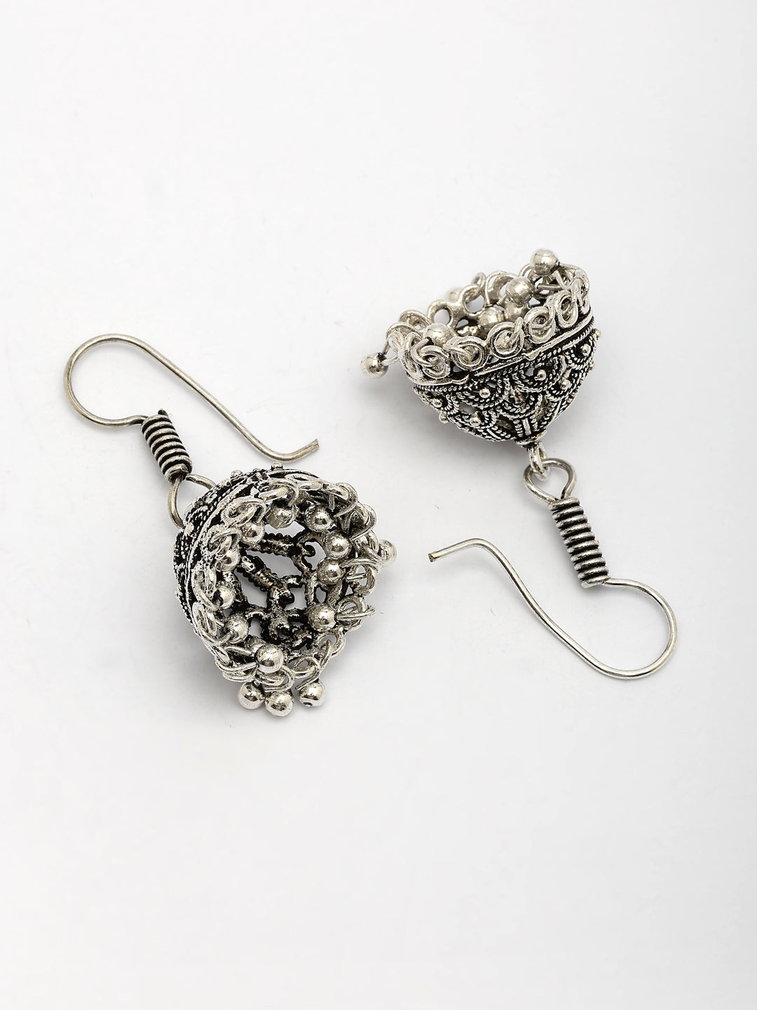 NVR Women Set of 3 Silver Plated Oxidized Traditional Jhumka & Stud Earrings - Distacart