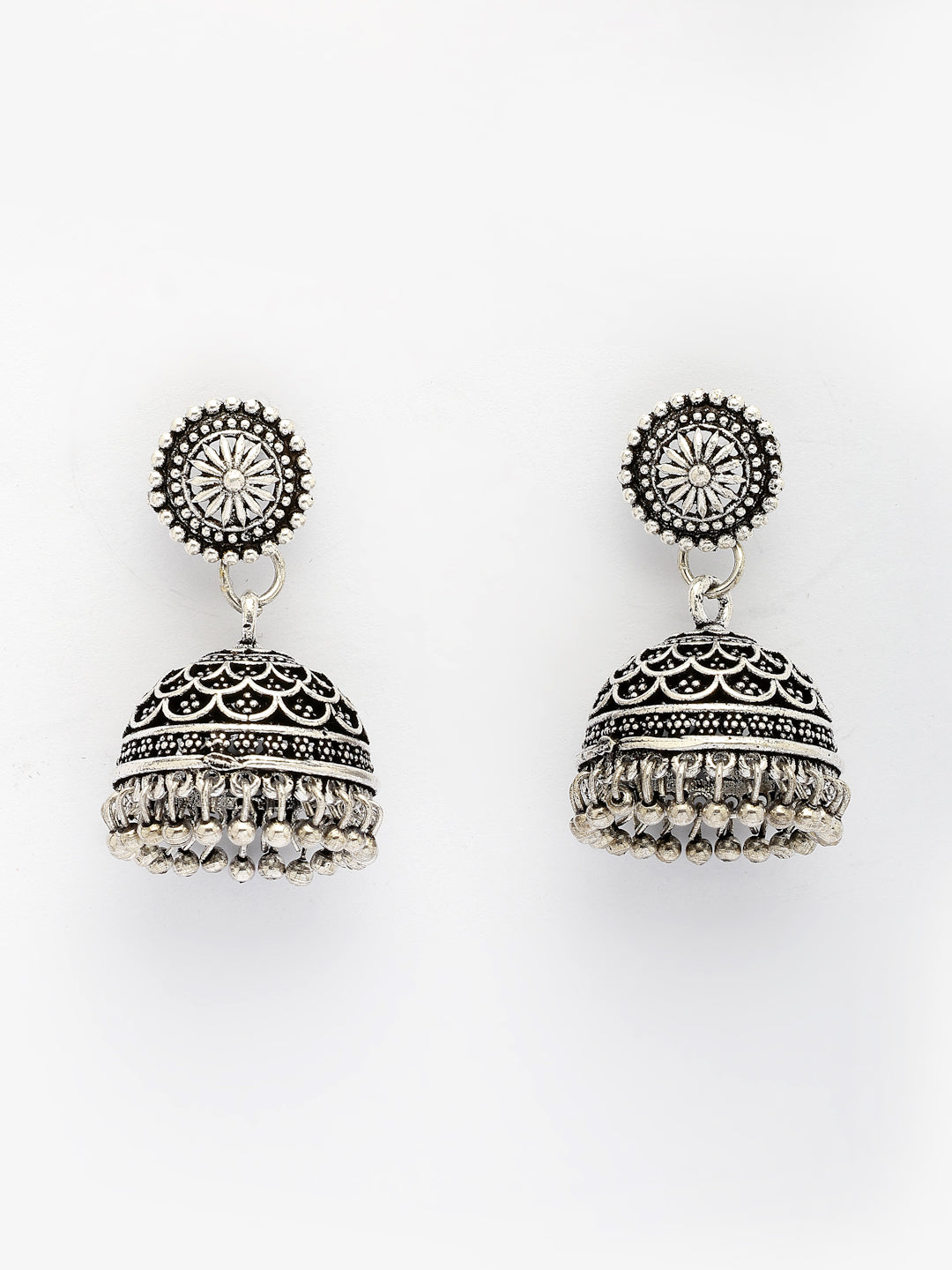 NVR Women Set of 3 Silver Plated Oxidized Traditional Jhumka & Stud Earrings - Distacart
