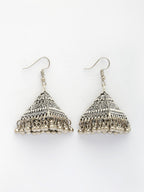 NVR Women's Set of 3 Silver Plated Oxidized Contemporary Jhumka Earrings - Distacart