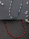 NVR Men Set of 2 Maroon & Green Rhodium-Plated Stainless Steel Chain
