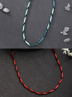 NVR Men Set of 2 Maroon & Green Rhodium-Plated Stainless Steel Chain