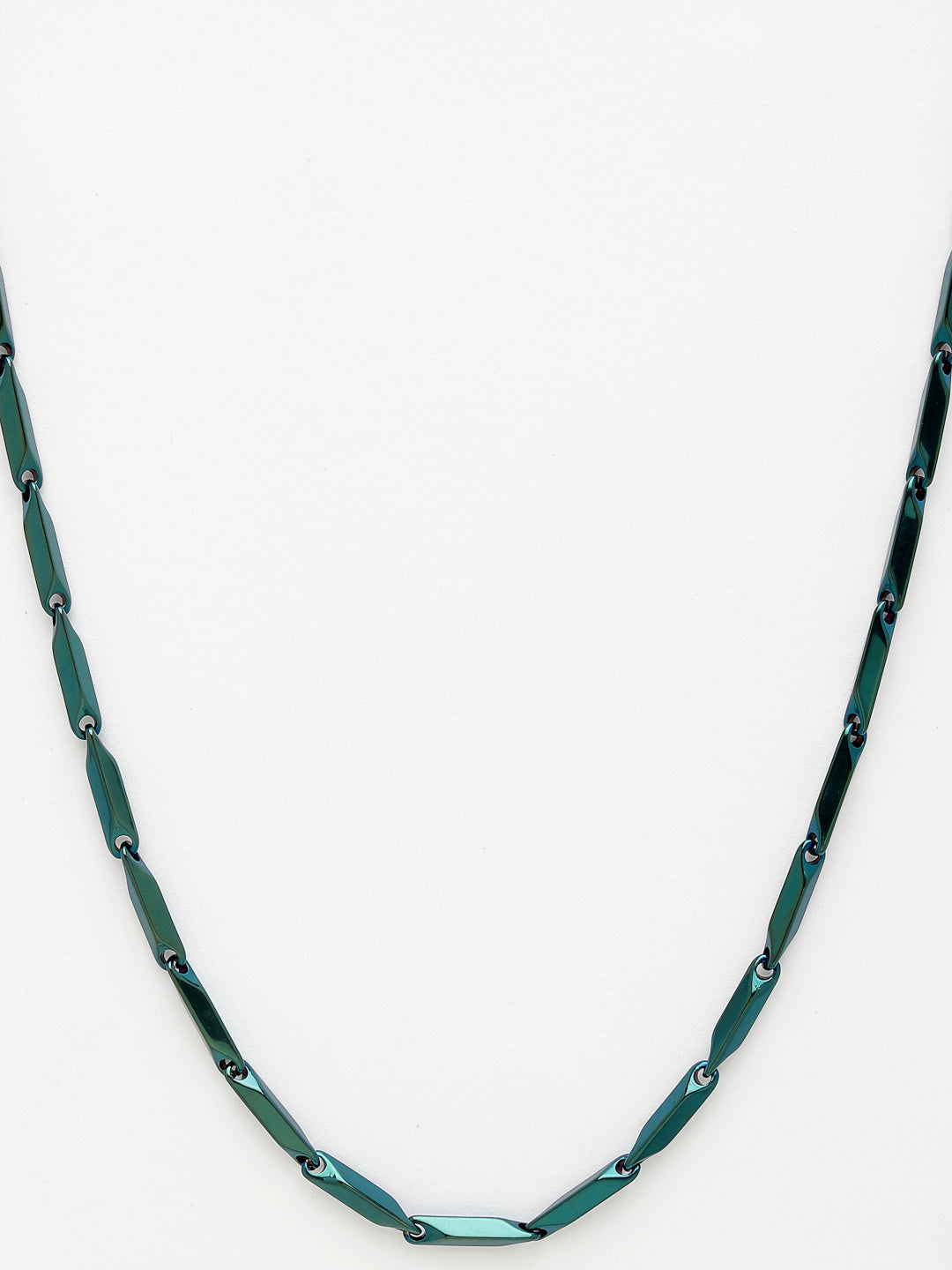 NVR Men Set of 2 Maroon & Green Rhodium-Plated Stainless Steel Chain