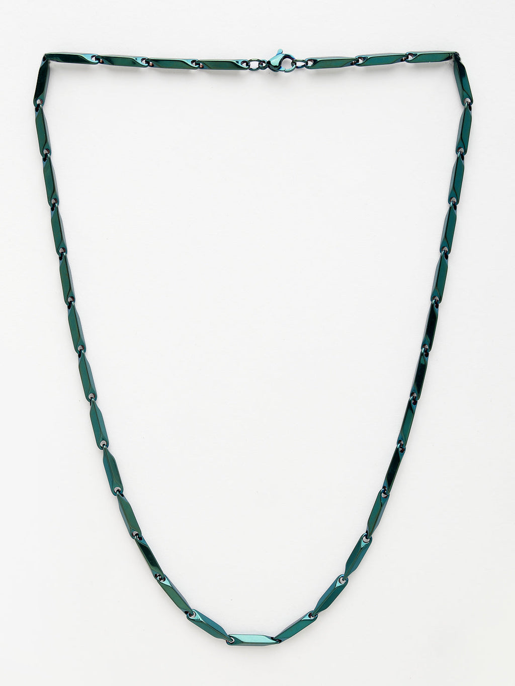 NVR Men Set of 2 Maroon & Green Rhodium-Plated Stainless Steel Chain