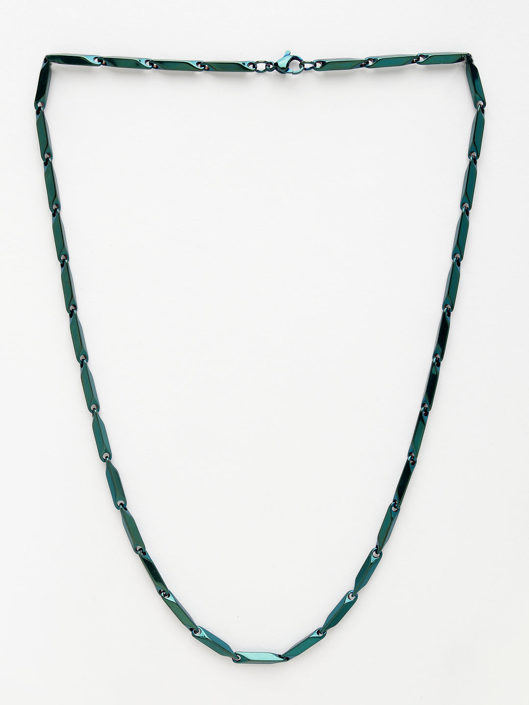 NVR Men Set of 2 Maroon & Green Rhodium-Plated Stainless Steel Chain