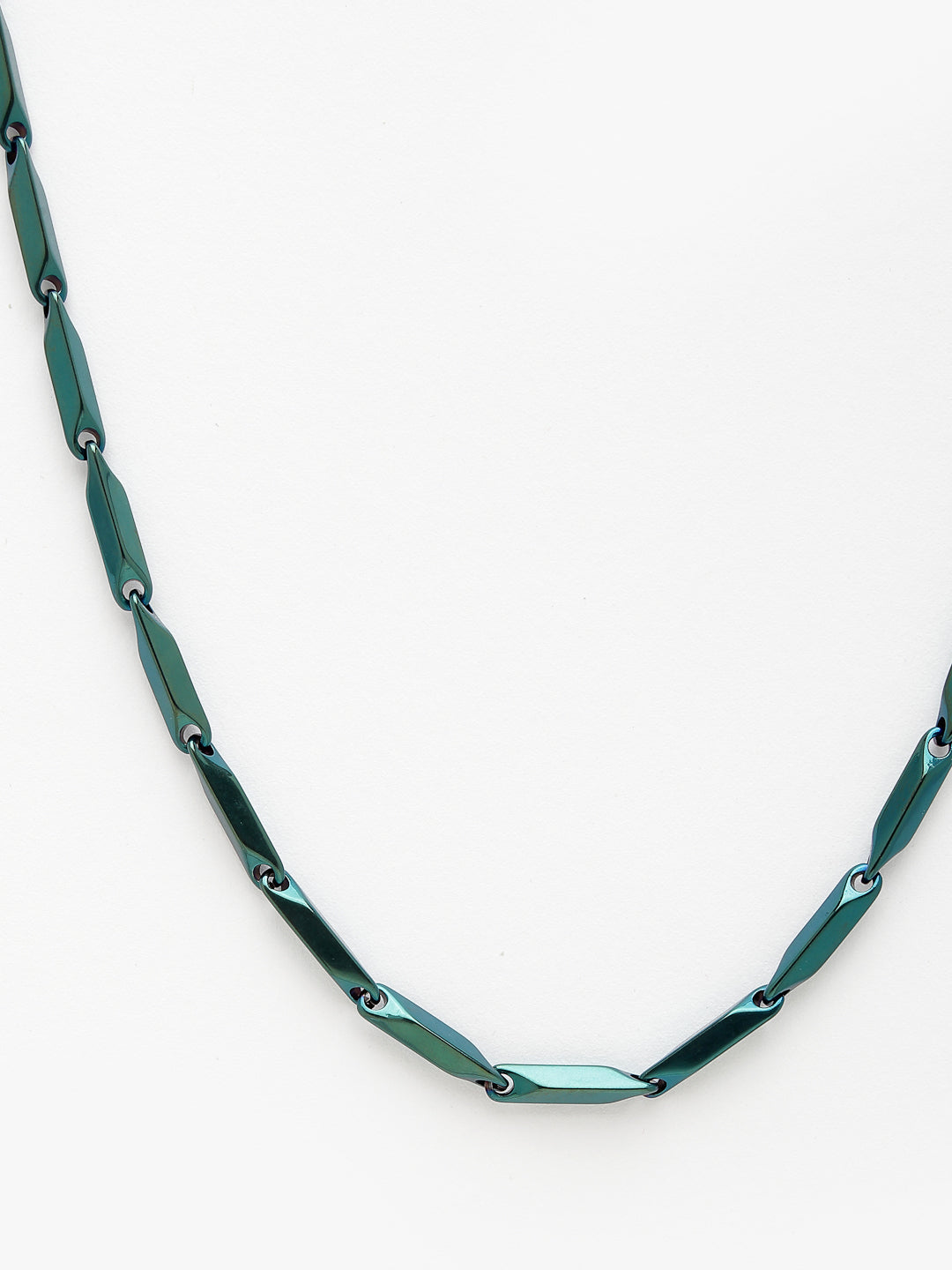 NVR Men Set of 2 Maroon & Green Rhodium-Plated Stainless Steel Chain