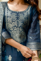 The52 Women Gorgeous Chanderi Cotton Fabric Straight Kurta, Pant and Dupatta Set - Distacart