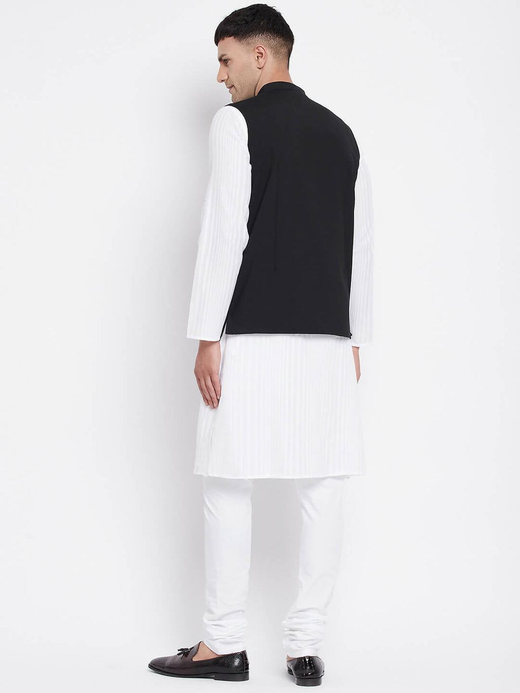 Even Apparels Black Pure Cotton White Kurta Sets With Eid Insignia Jackets PW66 - Distacart