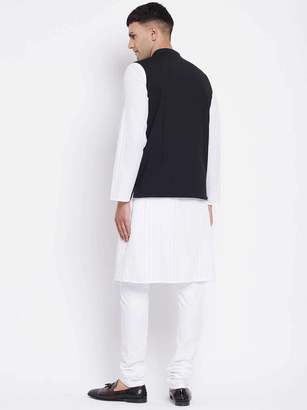 Even Apparels Black Pure Cotton White Kurta Sets With Eid Insignia Jackets PW66 - Distacart