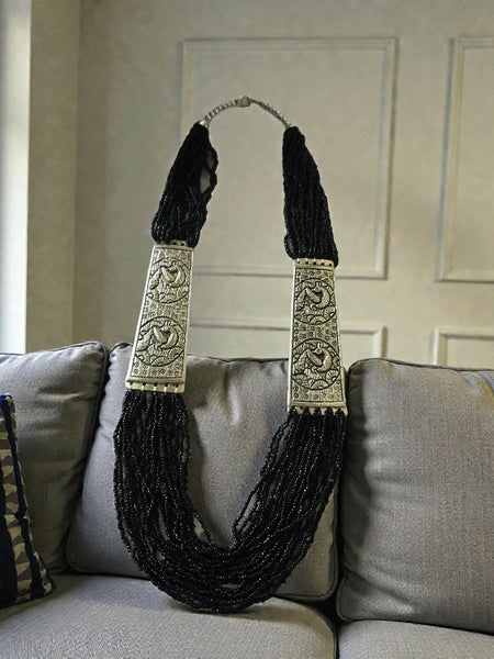 Inhanns Saree Shobha Statement Necklace - Black