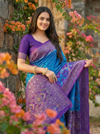 Shree Shyam Fashion Blue Pochampally Silk Saree - Distacart