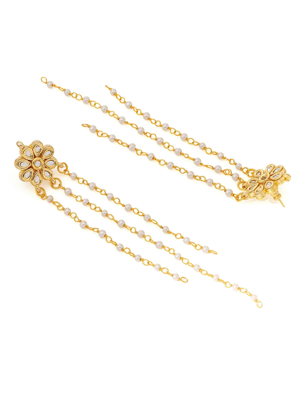Ruby Raang Gold Kundan Necklace with Dangler Earrings