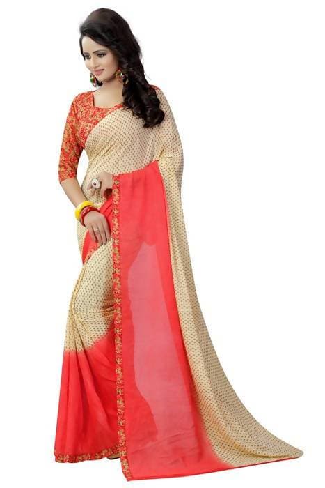 Vamika Red Georgette Printed Contemporary Saree (PADING RED)