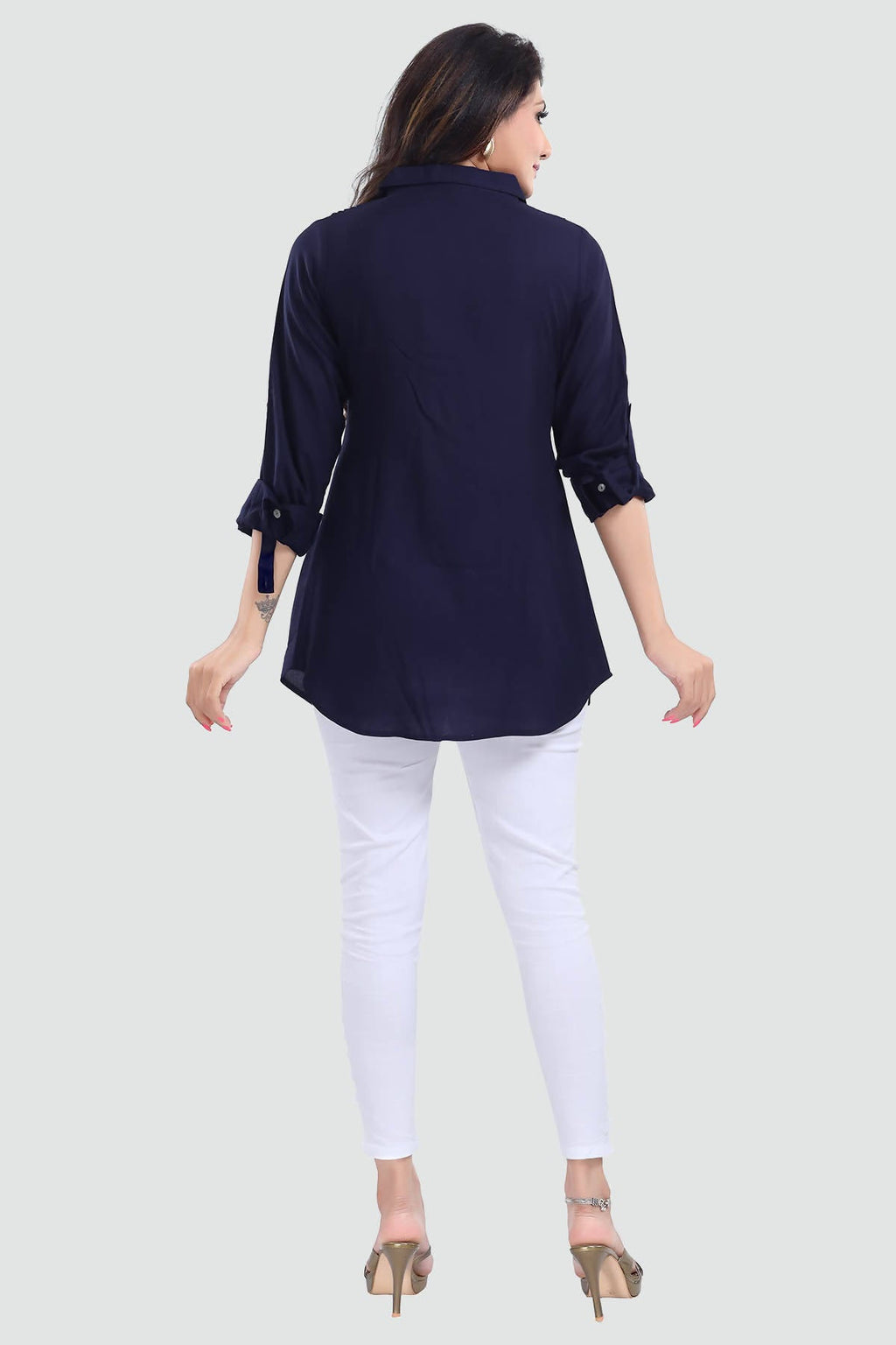 Snehal Creations Navy Blue Rayon Classy Tunic For Ultimate Look - Distacart