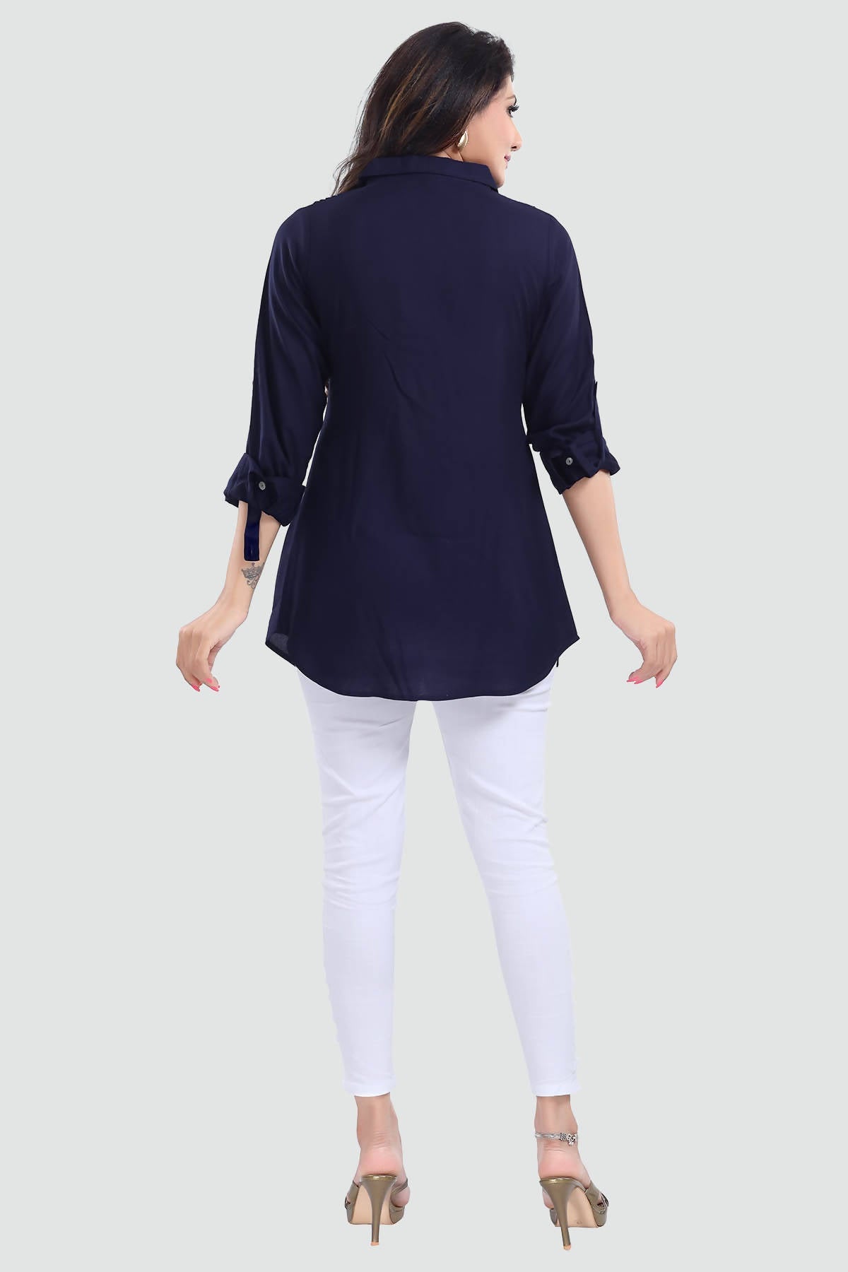 Snehal Creations Navy Blue Rayon Classy Tunic For Ultimate Look - Distacart