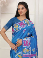 Shree Shyam Fashion Silk Blend Blue Saree - Distacart