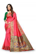 Vedant Vastram Soft Litchi Silk Paithani Silk Saree - Peach