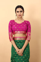 Vedant Vastram Soft Litchi Silk Kanjeevaram Saree - Green