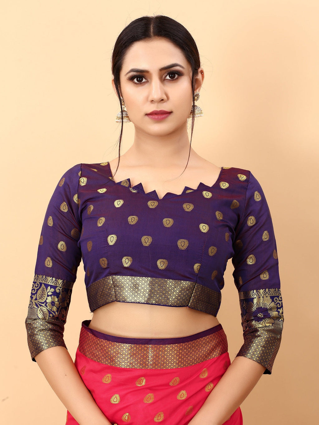 Vedant Vastram Soft Litchi Silk Kanjeevaram Saree - Pink
