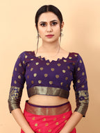 Vedant Vastram Soft Litchi Silk Kanjeevaram Saree - Pink