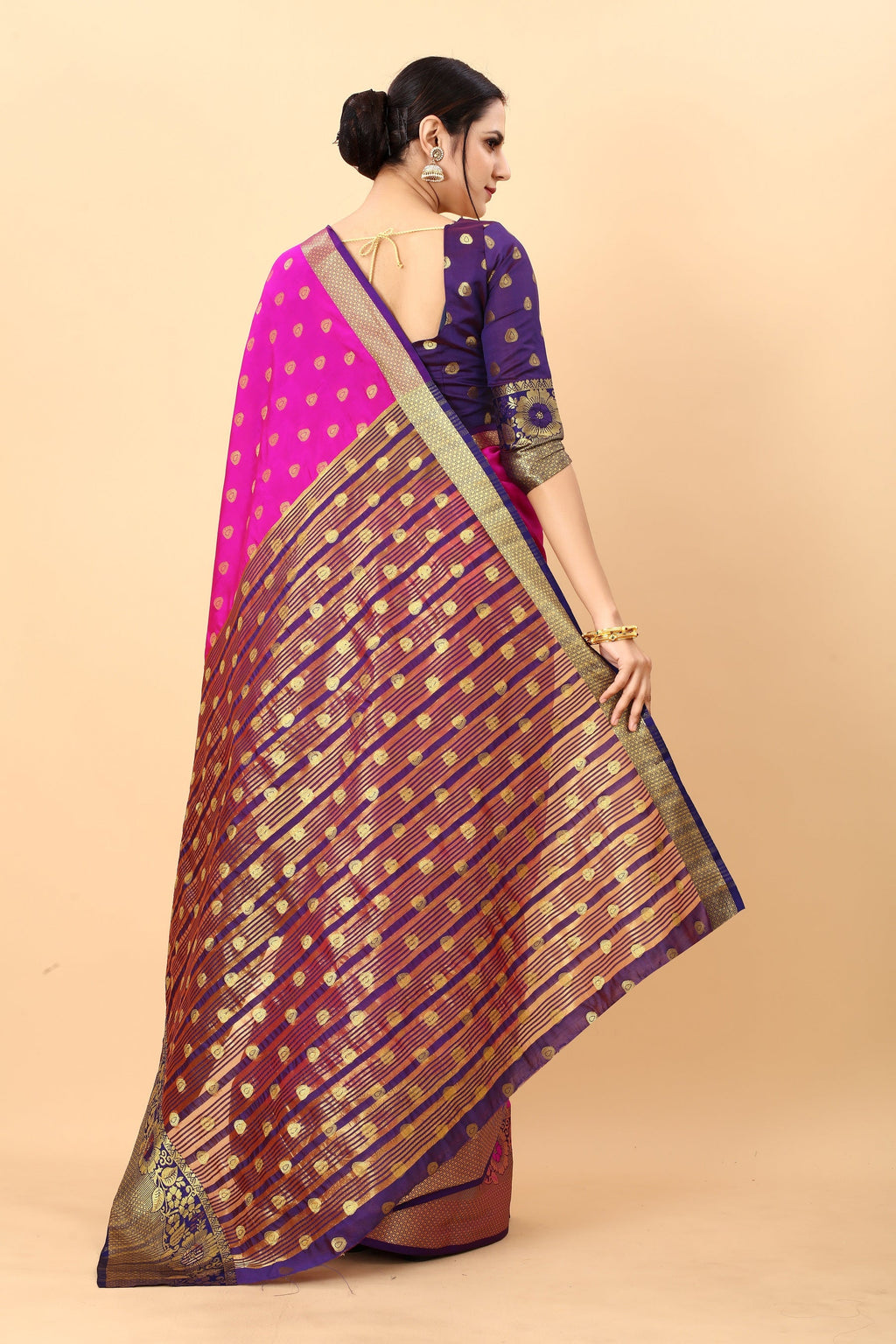 Vedant Vastram Soft Litchi Silk Kanjeevaram Saree - Rani