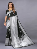Vedant Vastram Soft Litchi Silk Banarasi Silk Saree - Black