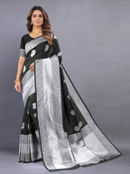 Vedant Vastram Soft Litchi Silk Banarasi Silk Saree - Black