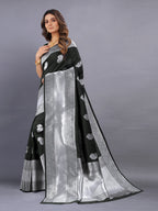 Vedant Vastram Soft Litchi Silk Banarasi Silk Saree - Black
